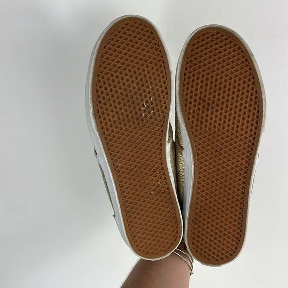 Vans gold metallic crackle leather lace up athletic sk8 shoes women’s size 7.5