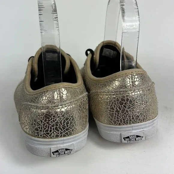 Vans gold metallic crackle leather lace up athletic sk8 shoes women’s size 7.5