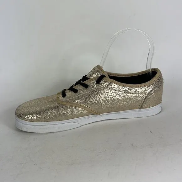 Vans gold metallic crackle leather lace up athletic sk8 shoes women’s size 7.5