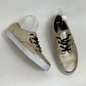 Vans gold metallic crackle leather lace up athletic sk8 shoes women’s size 7.5
