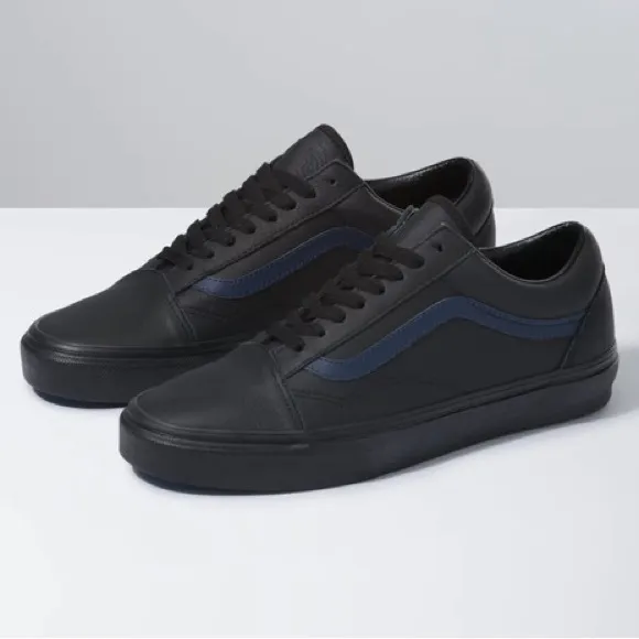 Vans Men's leather Black and Blue Sneakers