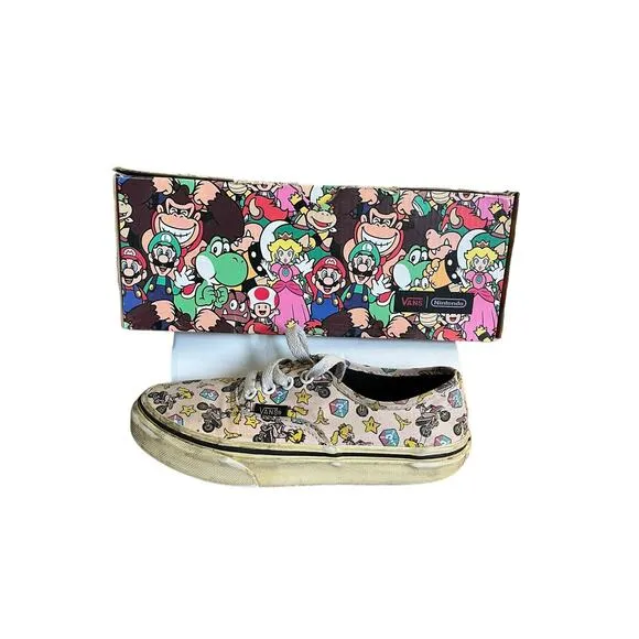 Vans Nintendo Shoes Princess Peach Girl Size 2.0 DIRTY NEEDS CLEANING Authentic
