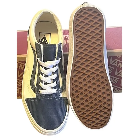Vans Old Skool Mini Cord Navy True  White  Shoes Size Woman7.5/ Men 6 New In Box