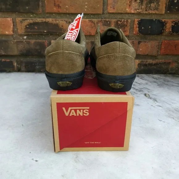 Vans Old Skool Nubuck Olive Green Black Sneakers Shoes