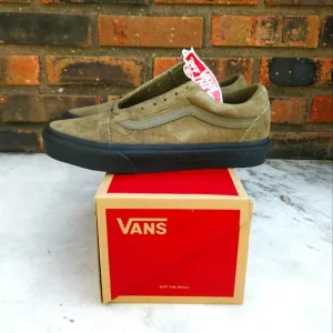 Vans Old Skool Nubuck Olive Green Black Sneakers Shoes