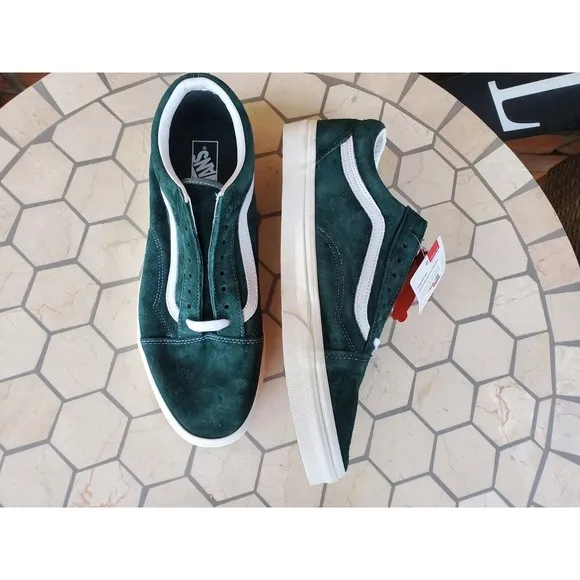Vans Old Skool Pig Suede  Men's Size 10 Jungle White Green VN0A4U3B2T4 Rare