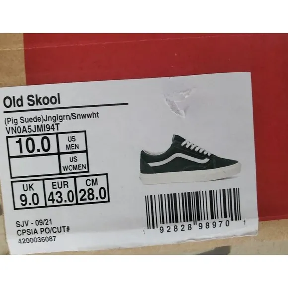 Vans Old Skool Pig Suede  Men's Size 10 Jungle White Green VN0A4U3B2T4 Rare