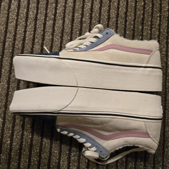 Vans Old Skool Stacked Pig Suede Sherpa multicolor shoes mens 8.5 womens 10
