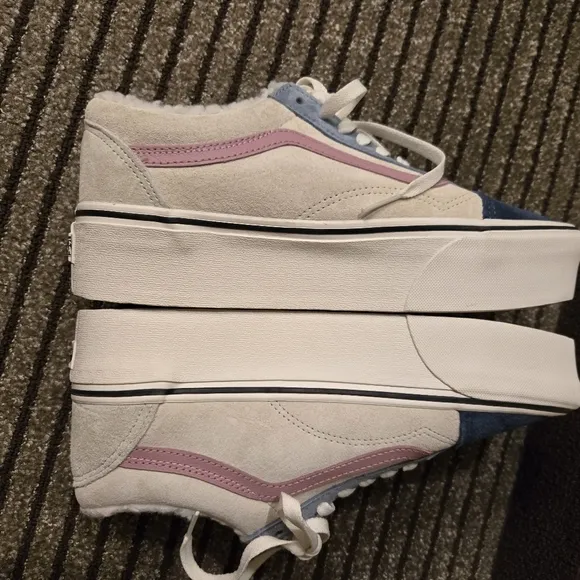 Vans Old Skool Stacked Pig Suede Sherpa multicolor shoes mens 8.5 womens 10