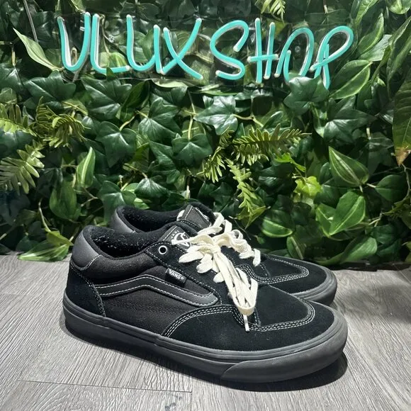 VANS Shoes ROWAN Mens Sz 10.5 Black White Suede Old Skool Skateboarding Sneaker