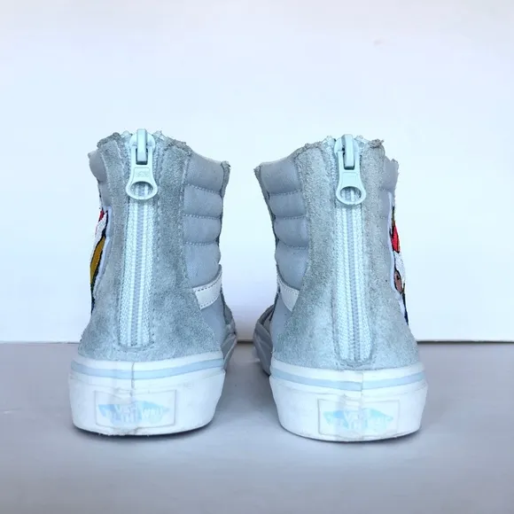 Vans Sk8 Hi Blue &amp; Pink Suede and Sequin Unicorn Kids Girls Shoes 2.5