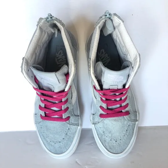 Vans Sk8 Hi Blue &amp; Pink Suede and Sequin Unicorn Kids Girls Shoes 2.5