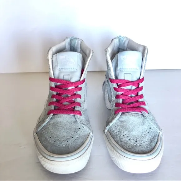 Vans Sk8 Hi Blue &amp; Pink Suede and Sequin Unicorn Kids Girls Shoes 2.5