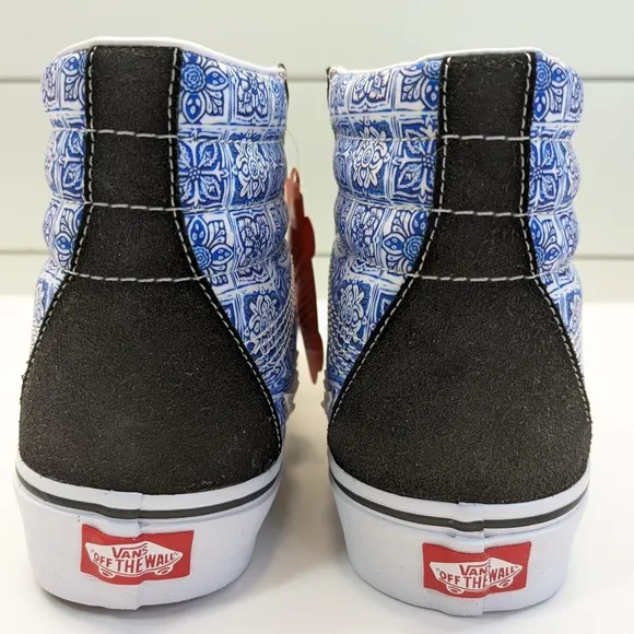 Vans SK8-Hi Bolt Liquify Black Geometric Blue Casual Fashion Sneakers Women 9.5