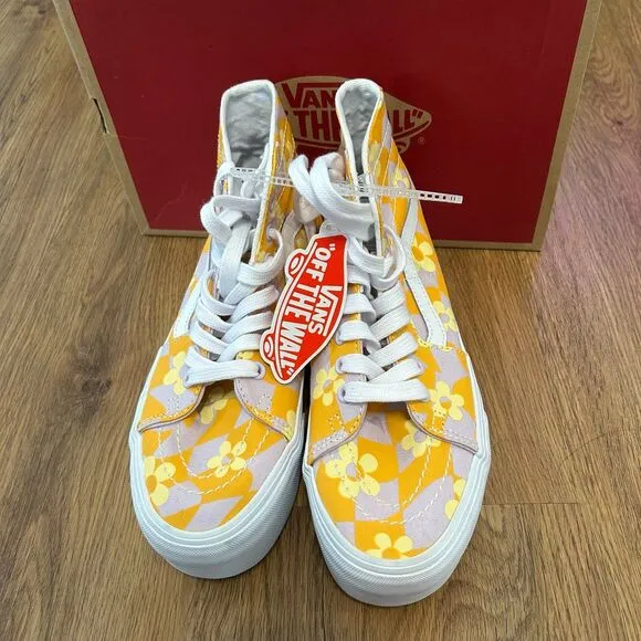 VANS sk8-hi top tapered floral print platform lace up shoes sneakers women's 8