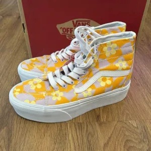 VANS sk8-hi top tapered floral print platform lace up shoes sneakers women's 8