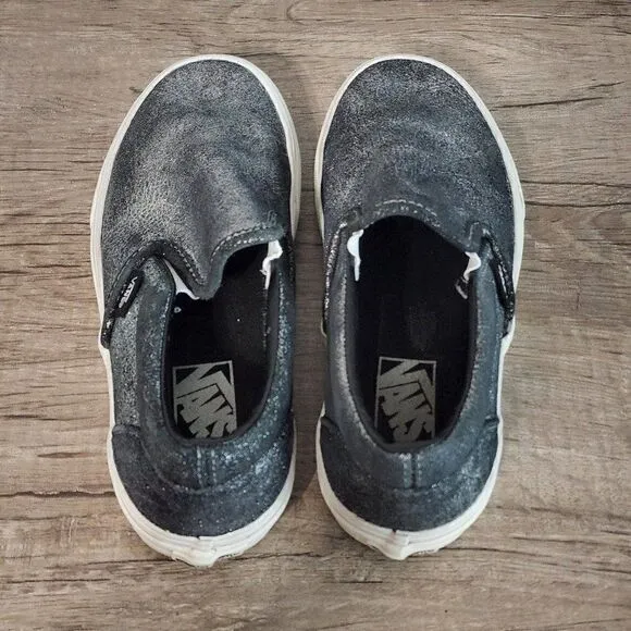 Vans Asher Women's Slip-On Skate Shoes Size 6.5 Metallic Silver