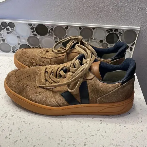 VEJA mens brown suede tennis shoes