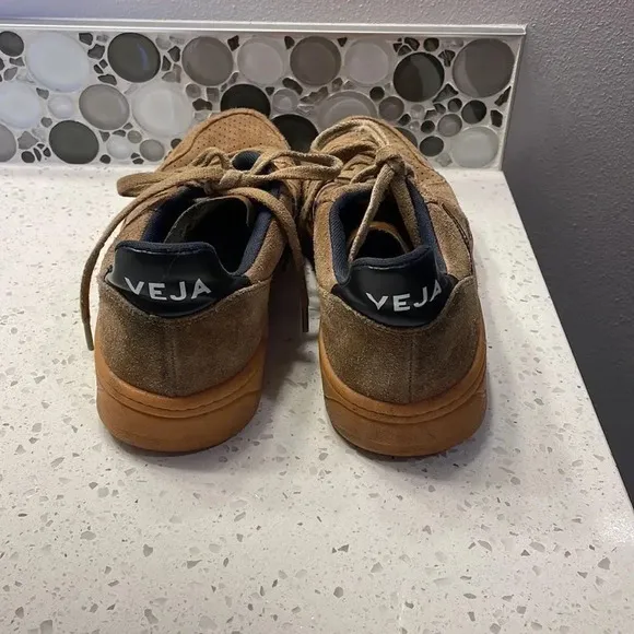 VEJA mens brown suede tennis shoes