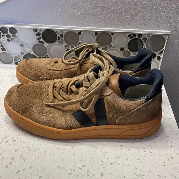 VEJA mens brown suede tennis shoes