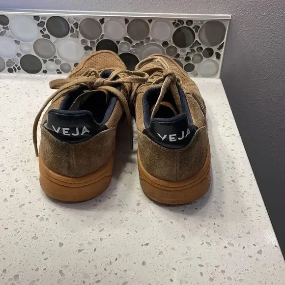 VEJA mens brown suede tennis shoes