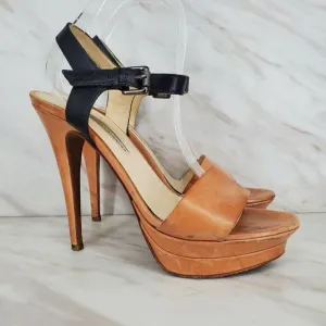 VERA WANG LAVENDER Nina Natural/Black Platform Heels Size 8