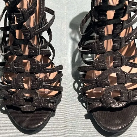 Vernon Black Sparkly Leather Gladiator high heels Size 9    B55