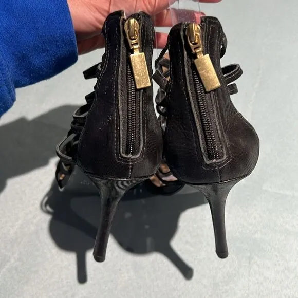 Vernon Black Sparkly Leather Gladiator high heels Size 9    B55