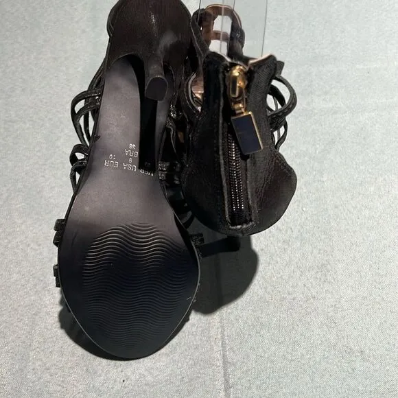 Vernon Black Sparkly Leather Gladiator high heels Size 9    B55