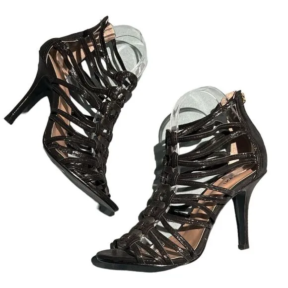 Vernon Black Sparkly Leather Gladiator high heels Size 9    B55