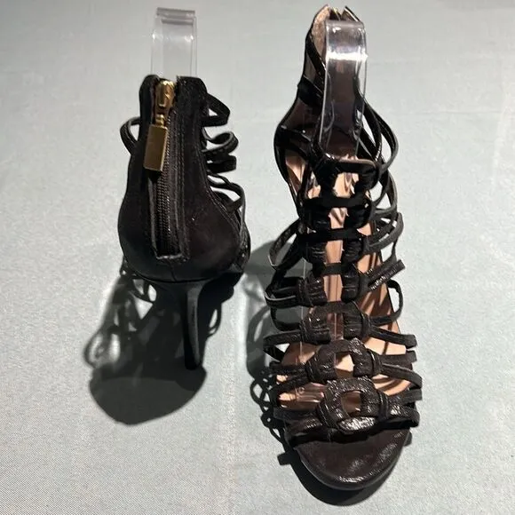 Vernon Black Sparkly Leather Gladiator high heels Size 9    B55