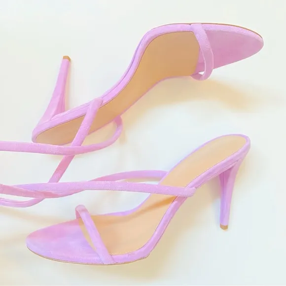 VERONICA BEARD MARCELINE purple Suede Crisscross ankle wrap strappy Sandal heels