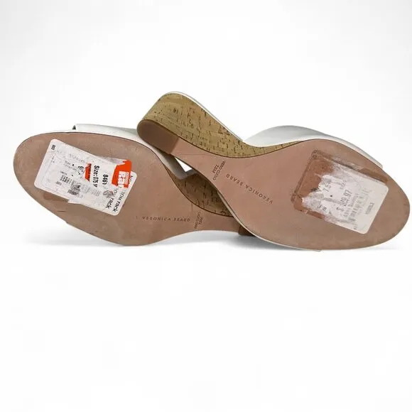 Veronica Beard Women's White Dali Single Cork Wedge Sandals 7.5 WNOB