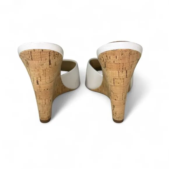 Veronica Beard Women's White Dali Single Cork Wedge Sandals 7.5 WNOB