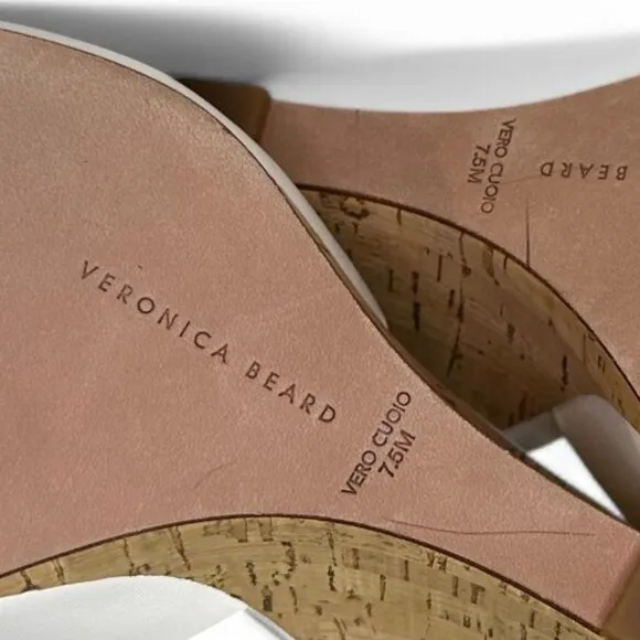 Veronica Beard Women's White Dali Single Cork Wedge Sandals 7.5 WNOB