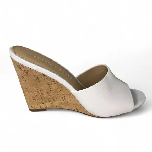 Veronica Beard Women's White Dali Single Cork Wedge Sandals 7.5 WNOB