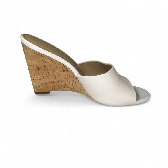 Veronica Beard Women's White Dali Single Cork Wedge Sandals 7.5 WNOB