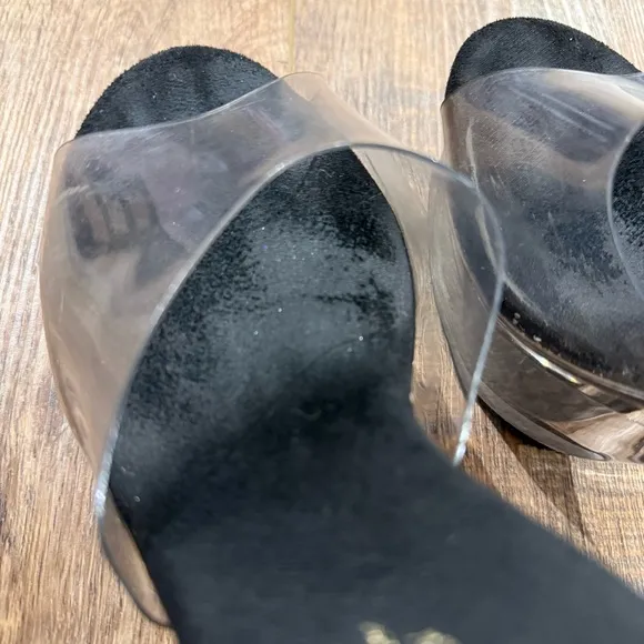 Very Worn Stripper Heels Well Clear Platform Shoes Size 8 Pole Dance Pleasers
