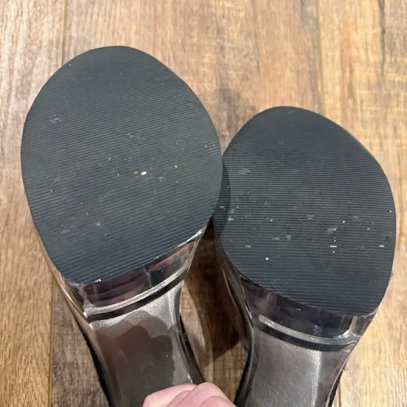 Very Worn Stripper Heels Well Clear Platform Shoes Size 8 Pole Dance Pleasers