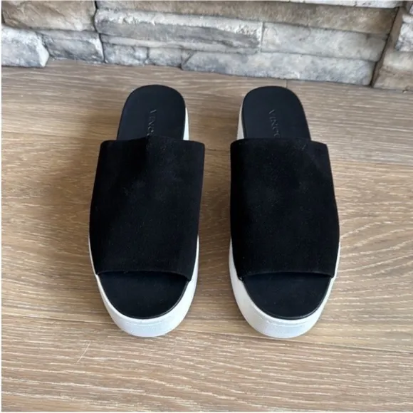 Vince Black and White Platform Sandals