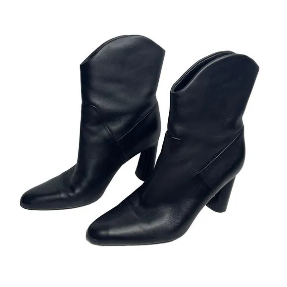Vince Harlow Leather Ankle Boots Women's 6 in Black