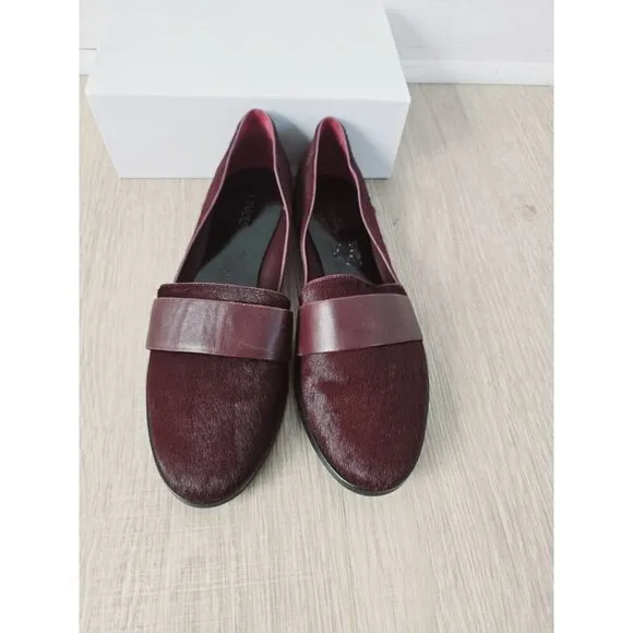 Vince Mason Burgundy Red Calf Hair Leather Slip On Loafer Flats Shoes Size 10