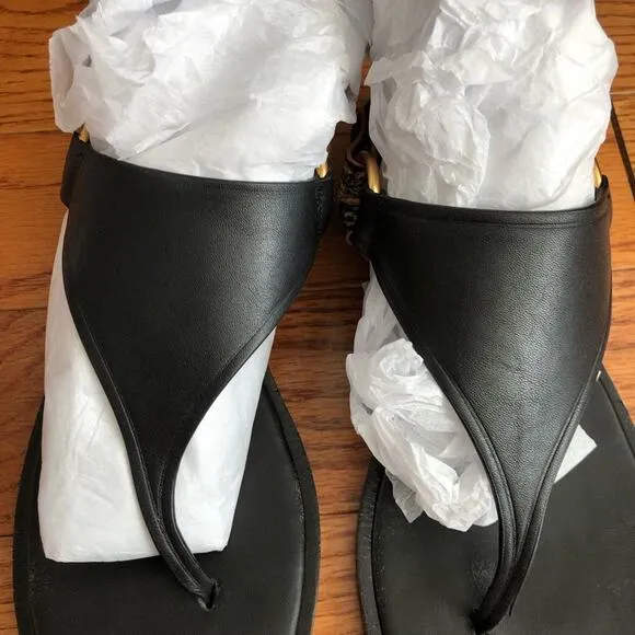 VINCE PHARIS Thong Leather Black Tan Sandals Women’s Size 7.5