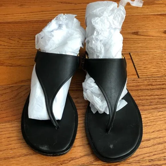 VINCE PHARIS Thong Leather Black Tan Sandals Women’s Size 7.5