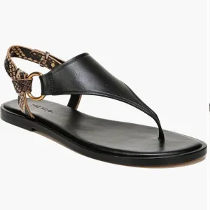 VINCE PHARIS Thong Leather Black Tan Sandals Women’s Size 7.5
