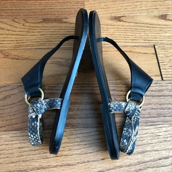 VINCE PHARIS Thong Leather Black Tan Sandals Women’s Size 7.5