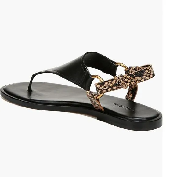 VINCE PHARIS Thong Leather Black Tan Sandals Women’s Size 7.5