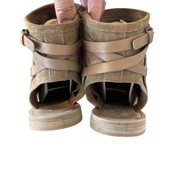 Vince Thalia Tan Suede Leather Flat Gladiator Zippered Sandals 8