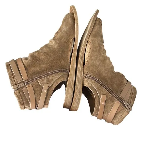Vince Thalia Tan Suede Leather Flat Gladiator Zippered Sandals 8