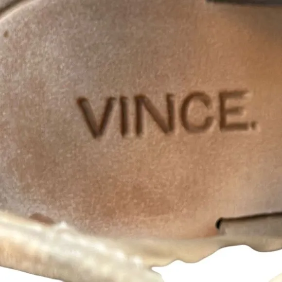Vince Thalia Tan Suede Leather Flat Gladiator Zippered Sandals 8